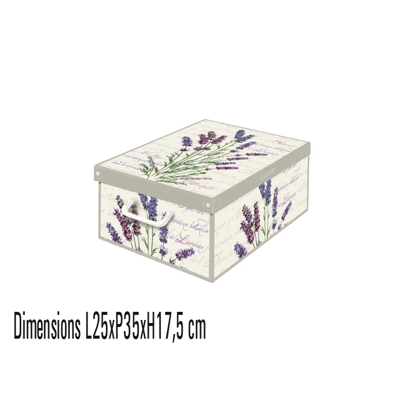 Boite de rangement carton parfumé, format Small décor lavande