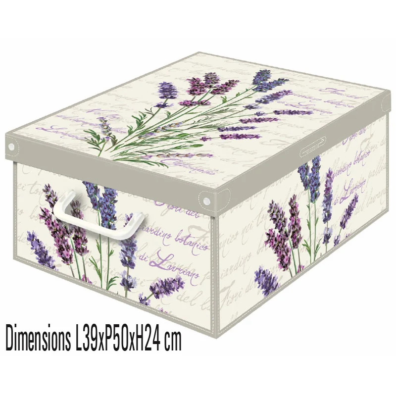 Boite de rangement carton parfumé décor floral lavande