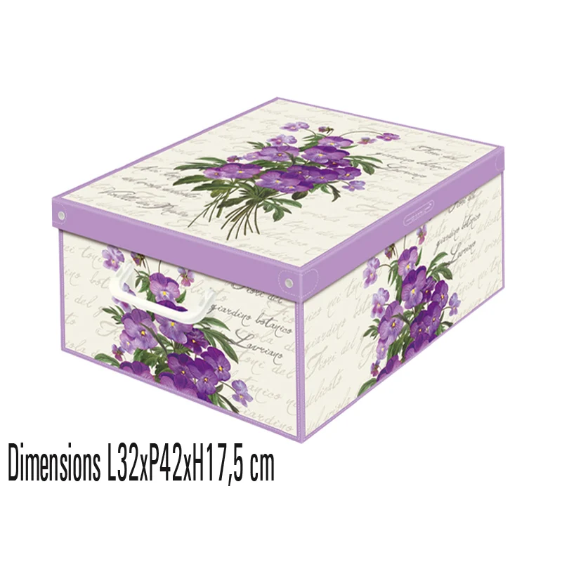 Boite de rangement carton parfumé, format Midi décor violette