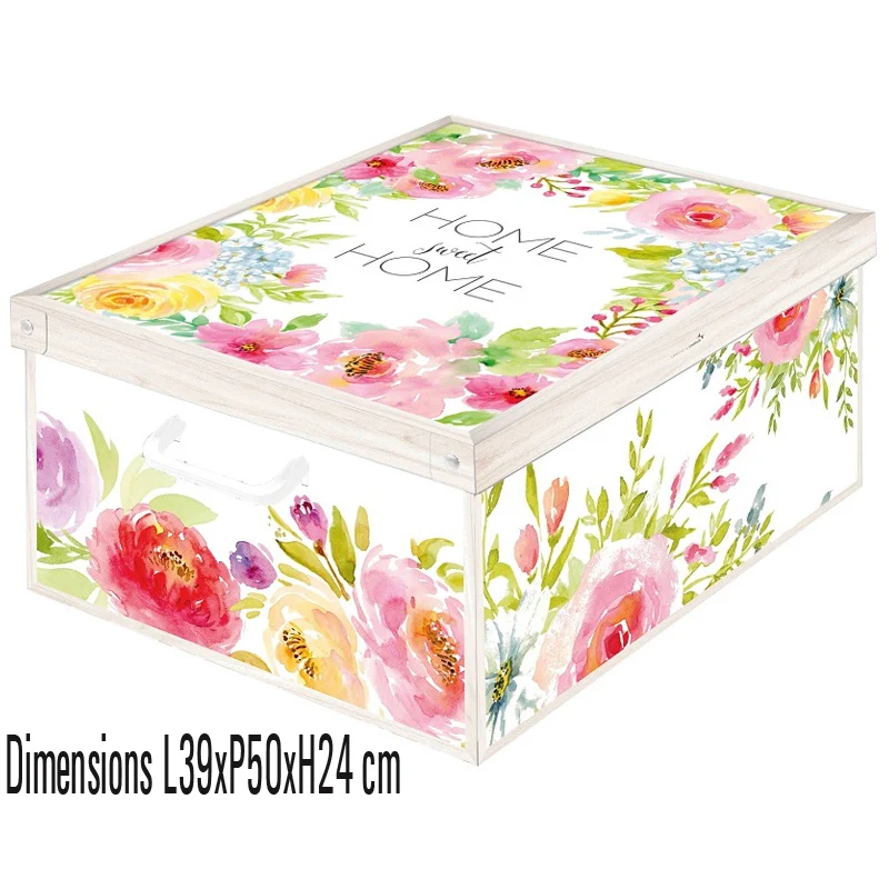 Boite de rangement carton décor Sweet home