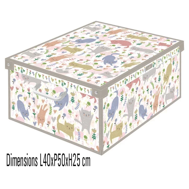 Boite de rangement carton décor Chats