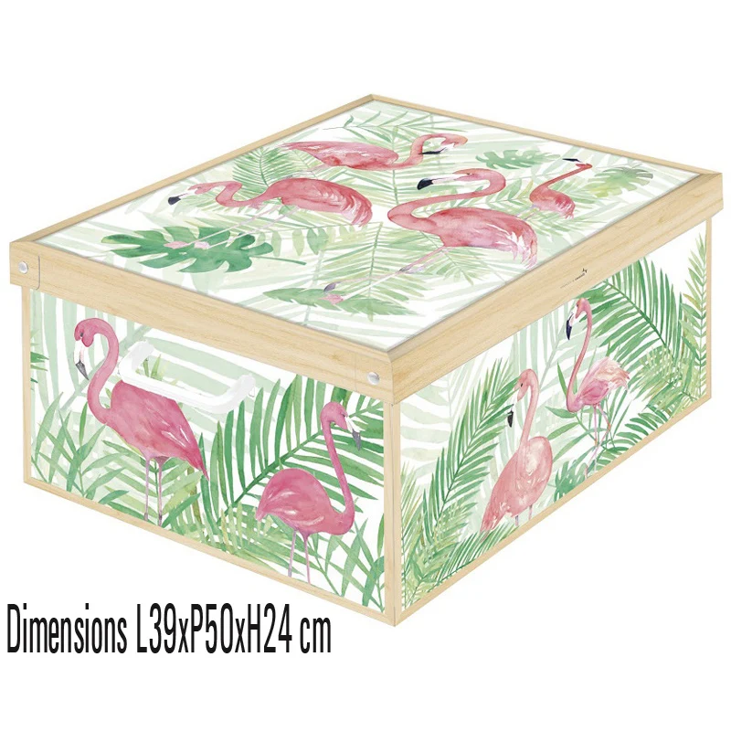 Boite de rangement carton décor Flamingos