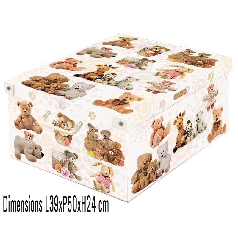 Boite de rangement carton décor Peluches