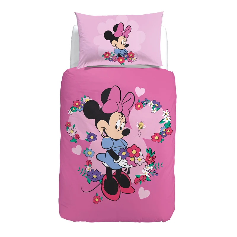 Copripiumino con federe Minnie Flower for You in Cotone