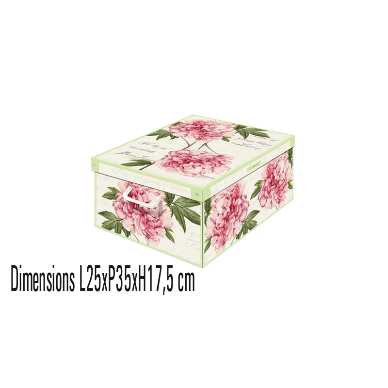 Boite de rangement carton small decor floral peonie