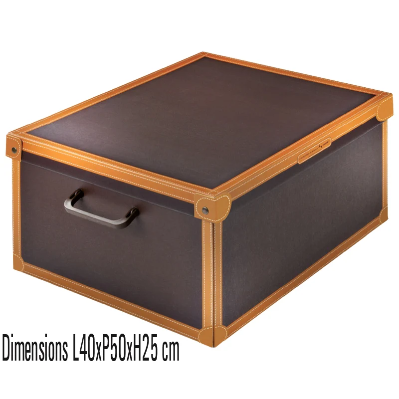 Boite de rangement carton décor imitation Cuir