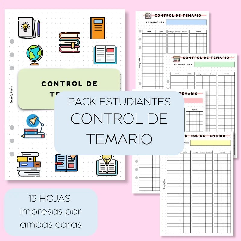 Pack Plantillas Estudiantes - Control de Temario Extenso