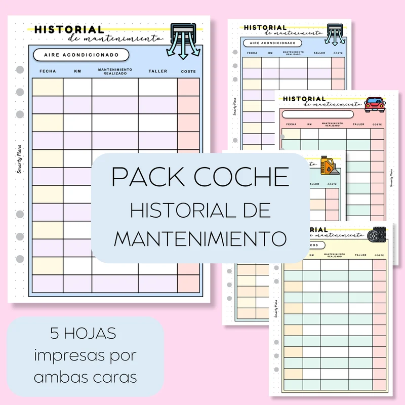 Pack Plantillas Coche - Historial de Mantenimiento Especifico