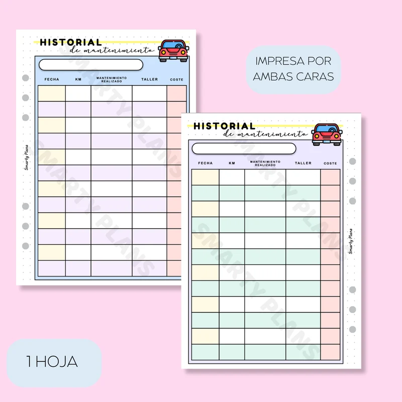 Plantilla Individual Coche - Historial de Mantenimiento Específico