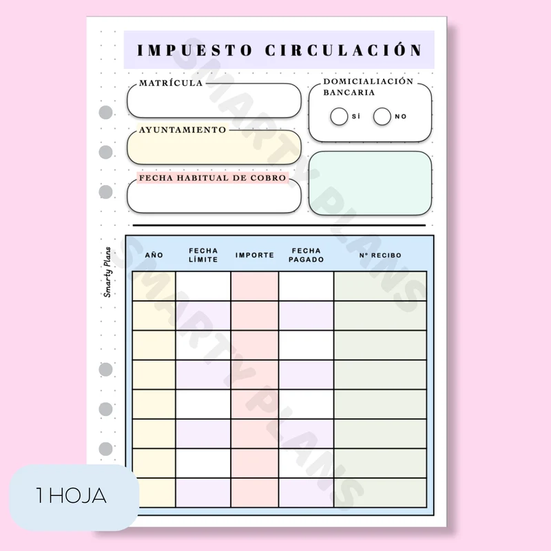 Plantilla Individual Coche - Impuesto de Circulación