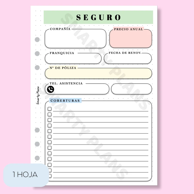 Plantilla Individual Coche - Seguro