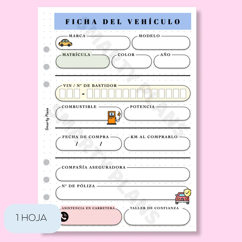 Plantilla Individual Coche - Ficha Vehículo