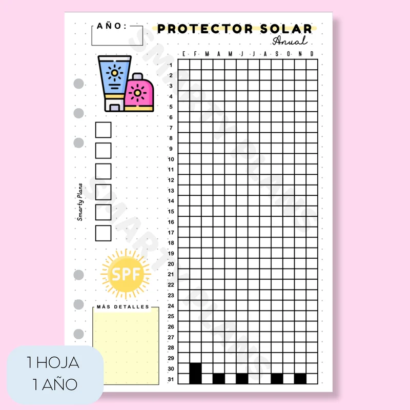 Hoja Anual - Protector Solar