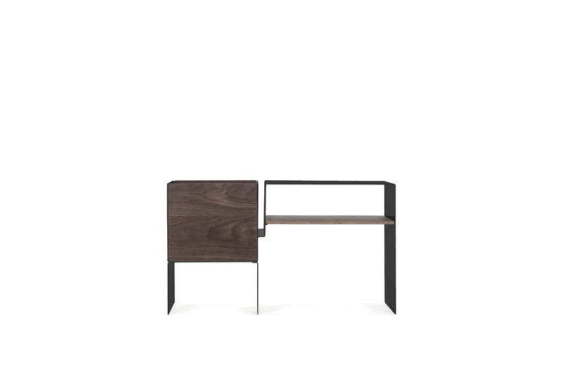 La Console Vinyles Basse - Noir & Noyer - Loia