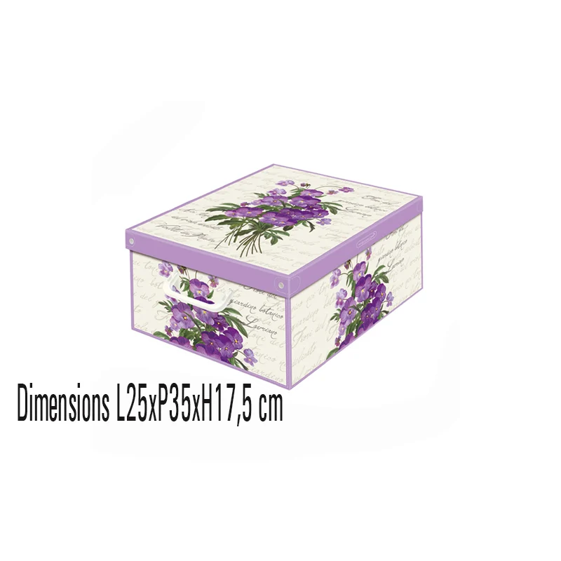 Boite de rangement carton parfumé, format Small décor Violette