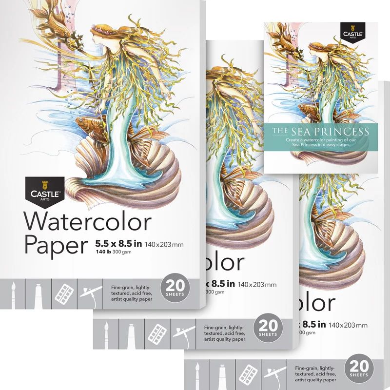 Carnets de croquis aquarelle 60 feuilles 5.5" x 8.5"