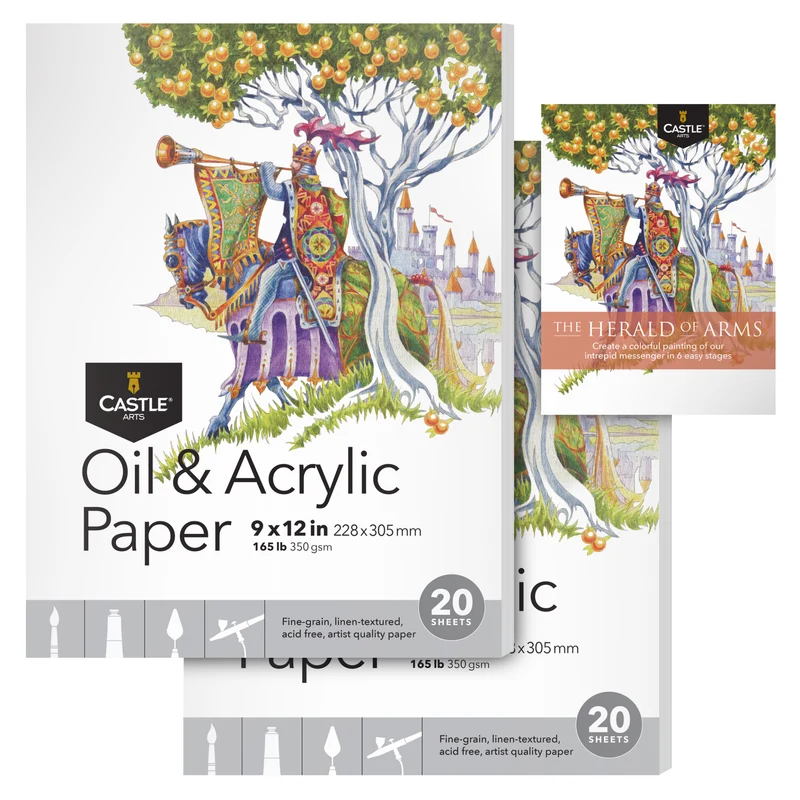 40 feuilles d'huile & Carnets de croquis en acrylique 9" x 12"
