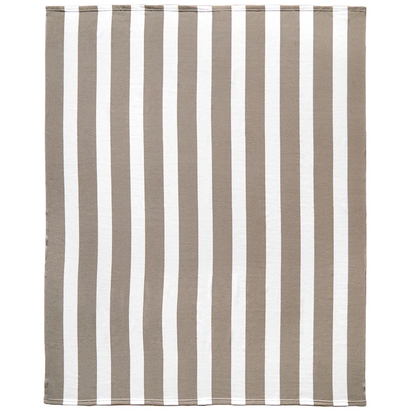 Serviette de plage imprimée microfibre - Rayada Taupe - 140x170cm - 220g/m² - Taille XL