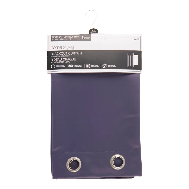HomeStyles Blackout Curtain, Medium Blue, 52-in x 84-in.