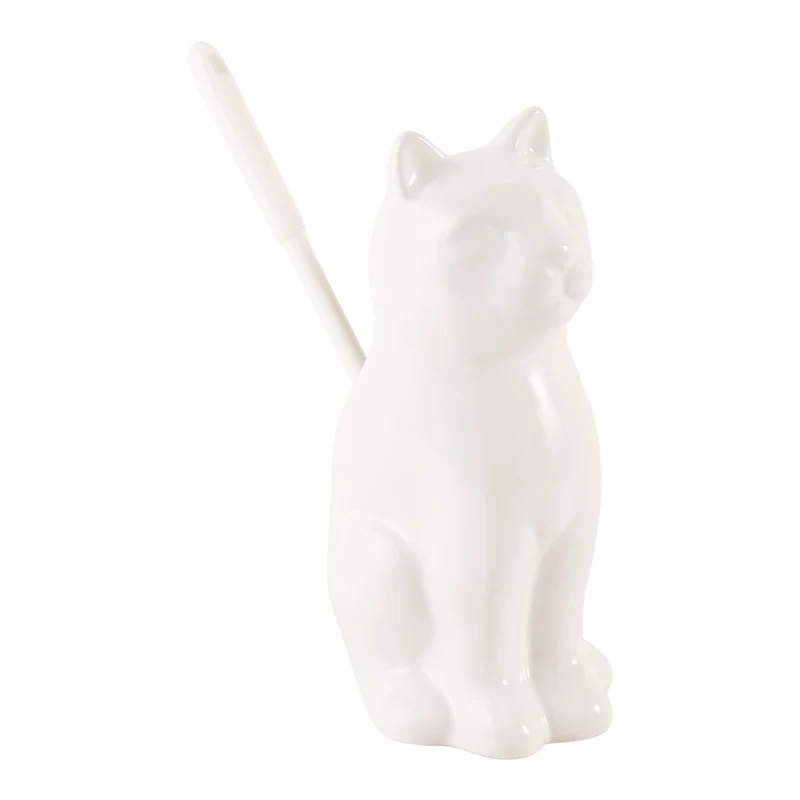 HomeStyles Ceramic Cat/Dog Toilet Bowl Brush, White