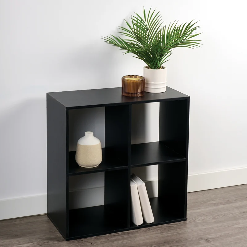 HomeStyles 4 Cube Bookcase, Black, 24-in x 11-in x 24-in.