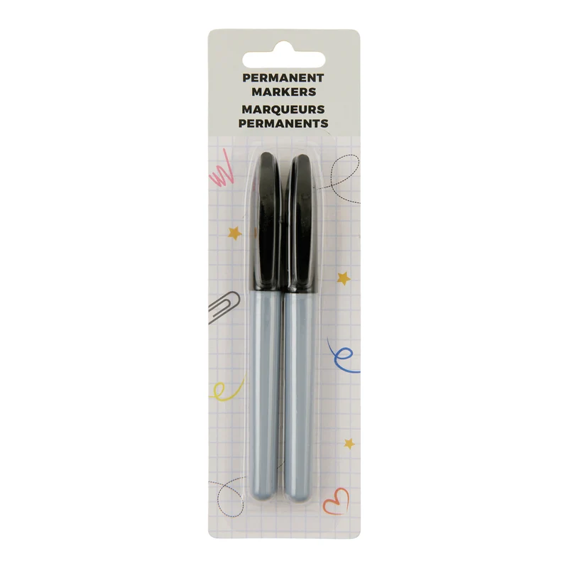 Giant Value Permanent Markers, Black, 2 Pack