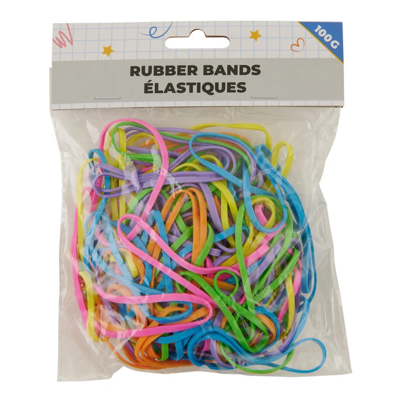 Giant Value Rubber Bands, Multicoloured, 100-g.