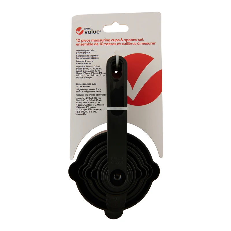 Giant Value Measuring Cups & Spoons, Black