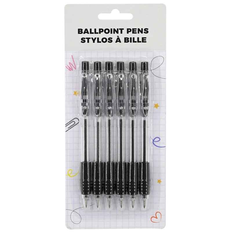 Giant Value Ballpoint Pens, Black, 6 Pack