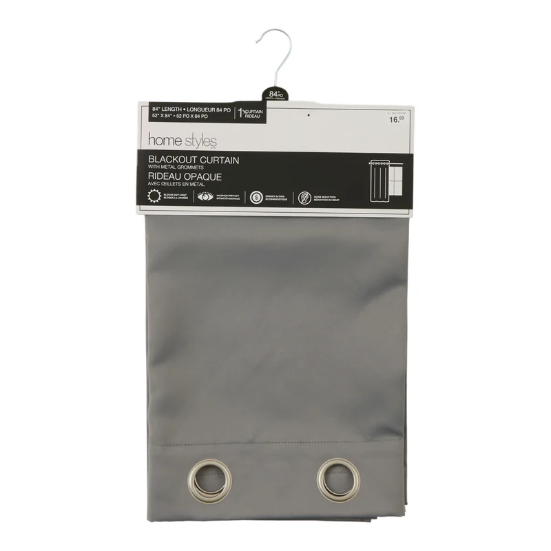 HomeStyles Blackout Curtain, Grey, 52-in x 84-in.