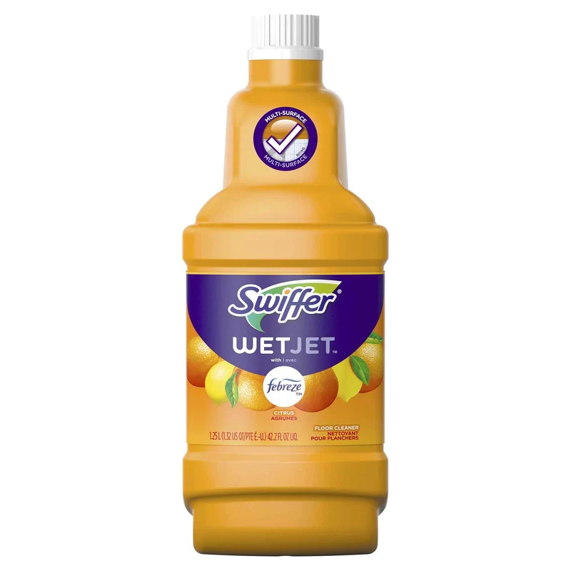 Swiffer WetJet Multi-Purpose Floor and Hardwood Liquid Cleaner Solution Refill, Febreze Sweet Citrus & Zest, 1.25 L