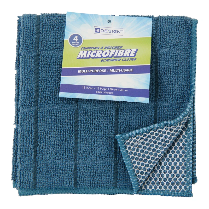 Microfiber Scrubber Cloths, 4 Pack