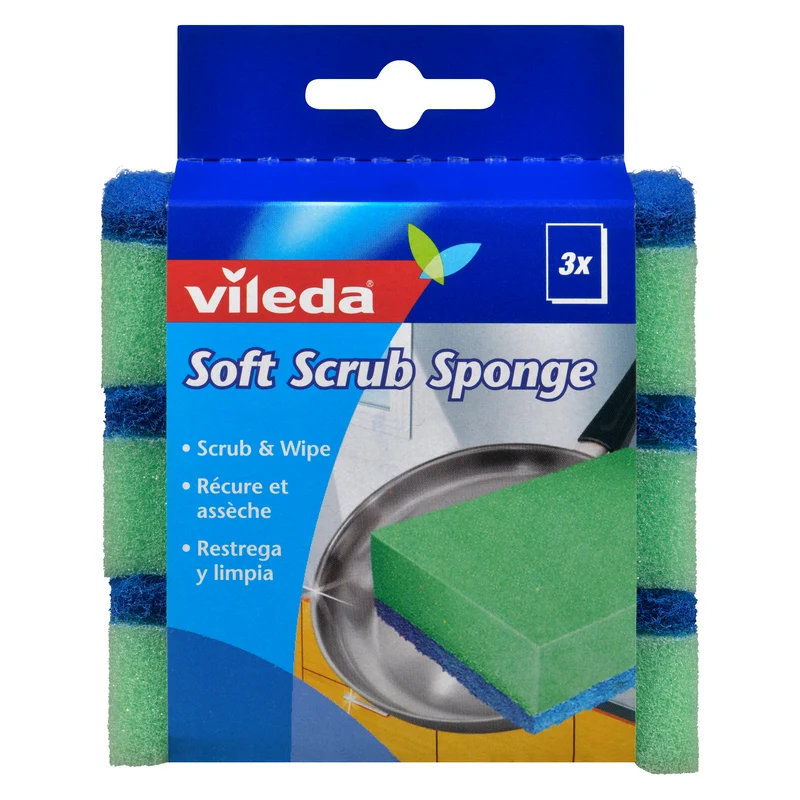Vileda Soft Scrub Sponge, 3-Pack