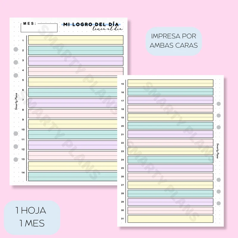 Plantilla Mensual 1 linea al día - Mi logro del día