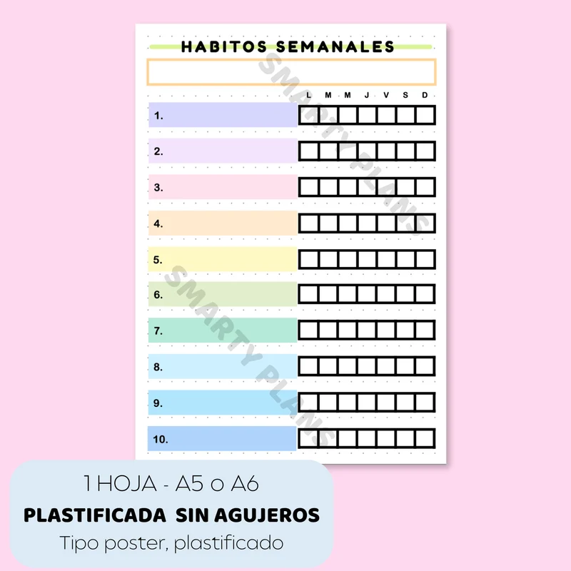 Plantilla Plastificada - Hábitos Semanales