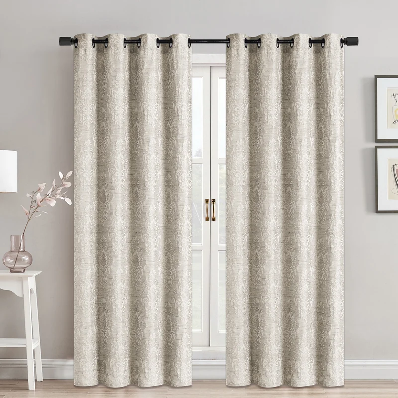Jacquard Damask Curtain, 54-in x 84-in.