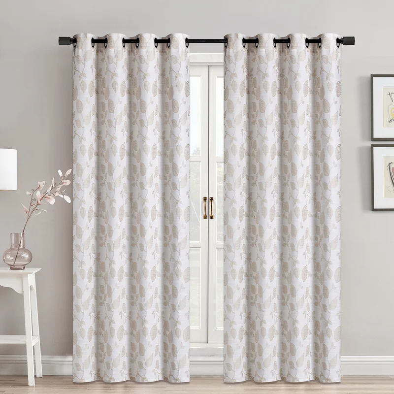 Jacquard Leaf Curtain, 54-in x 84-in.