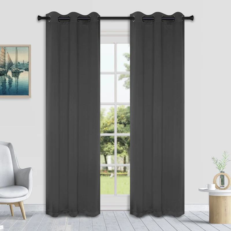 HomeStyles Blackout Curtain, Charcoal, 52-in x 63-in.