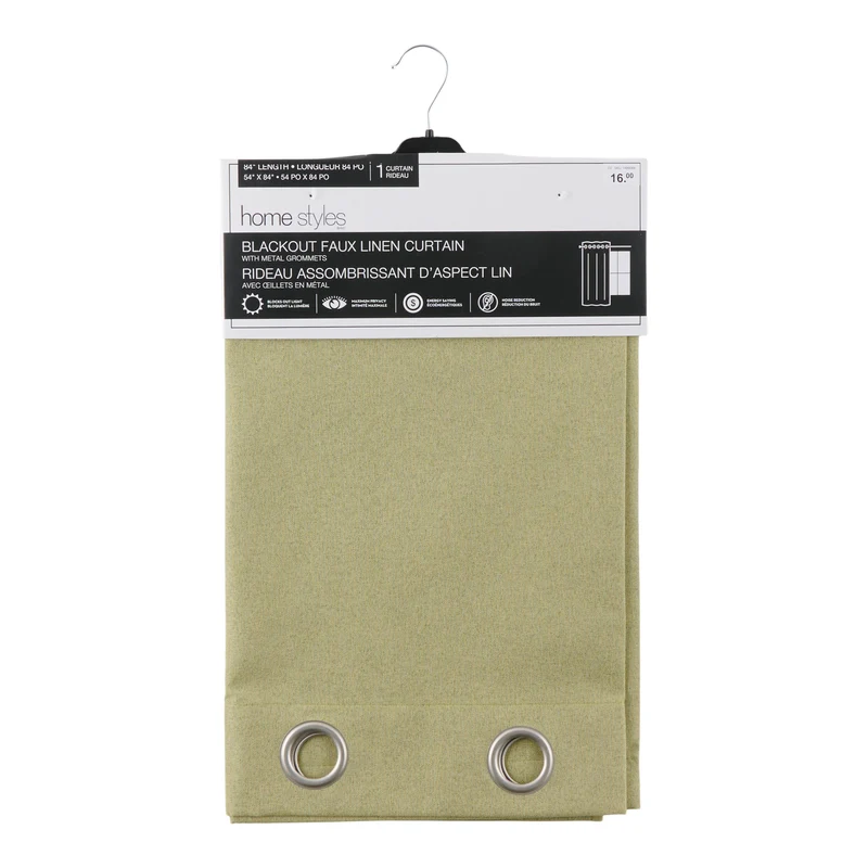 HomeStyles Faux Linen Blackout Curtain, 54-in x 84-in.