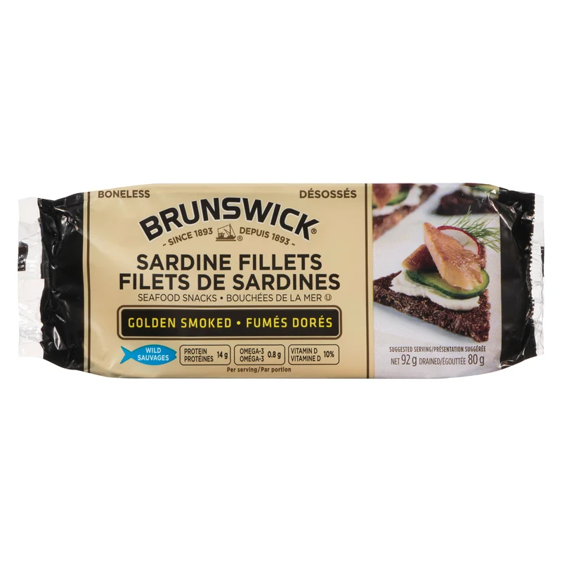 Brunswick Sardine Fillets Seafood Snacks Golden Smoked, 92 g