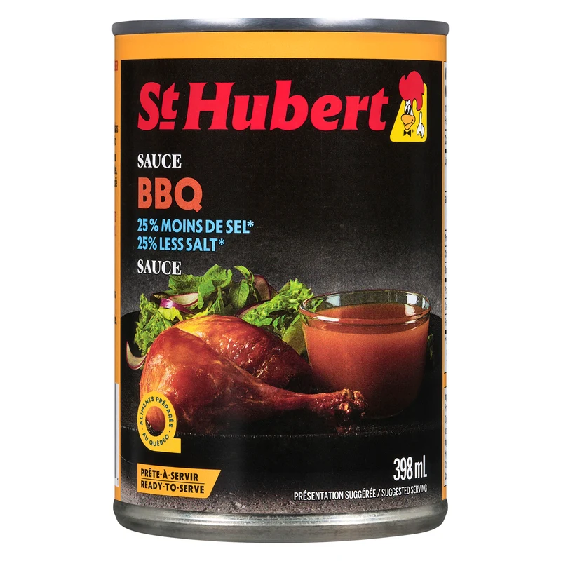 St-Hubert Sauce BBQ 25% Less Salt, 398 ml