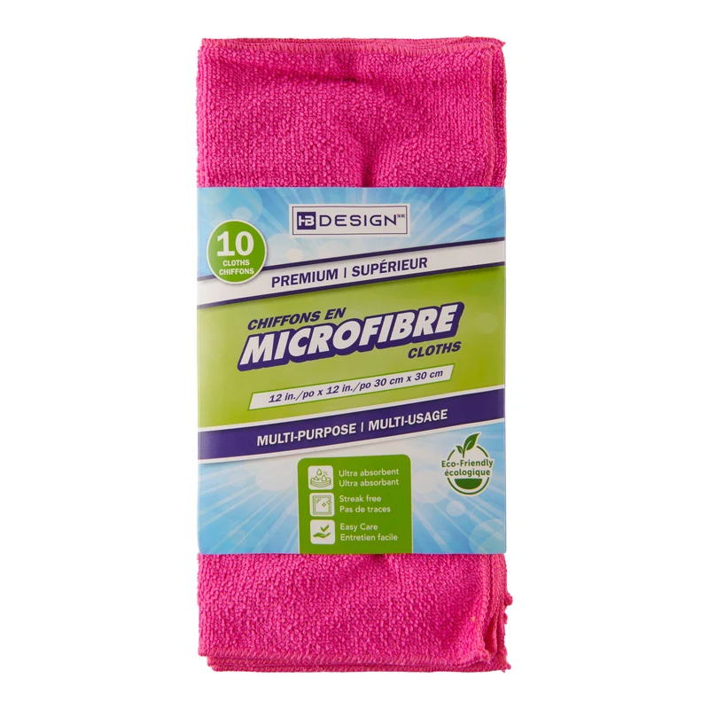 Microfiber Cleaning Cloths, 12-in x 12-in, 10 Pack