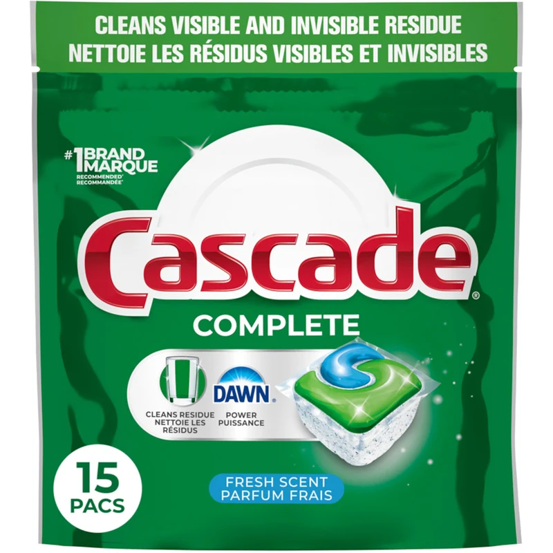 Cascade Complete Dishwasher Pods, Fresh Scent, 15-Pack