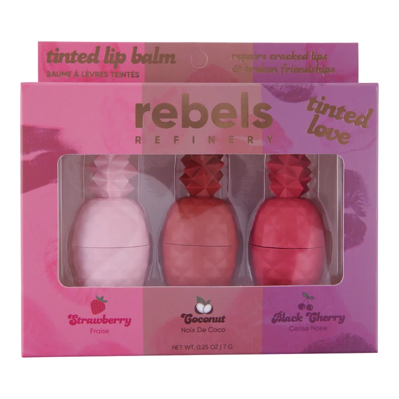 Rebels Refinery Tinted Pineapple Lip Balm Set, 3-Pack