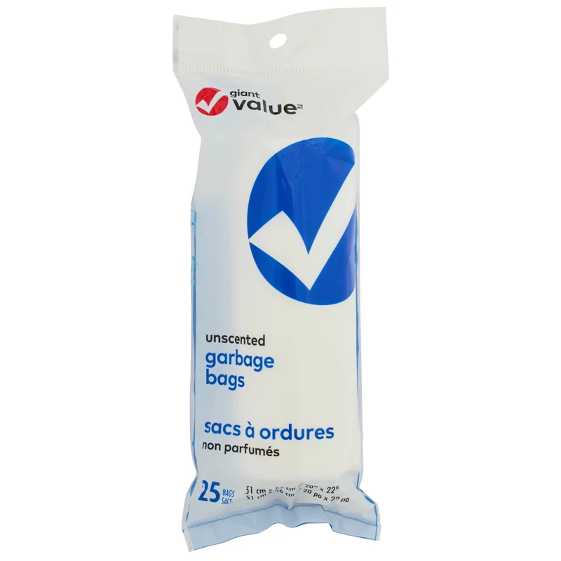 Giant Value Unscented Garbage Bags, 25-Pack