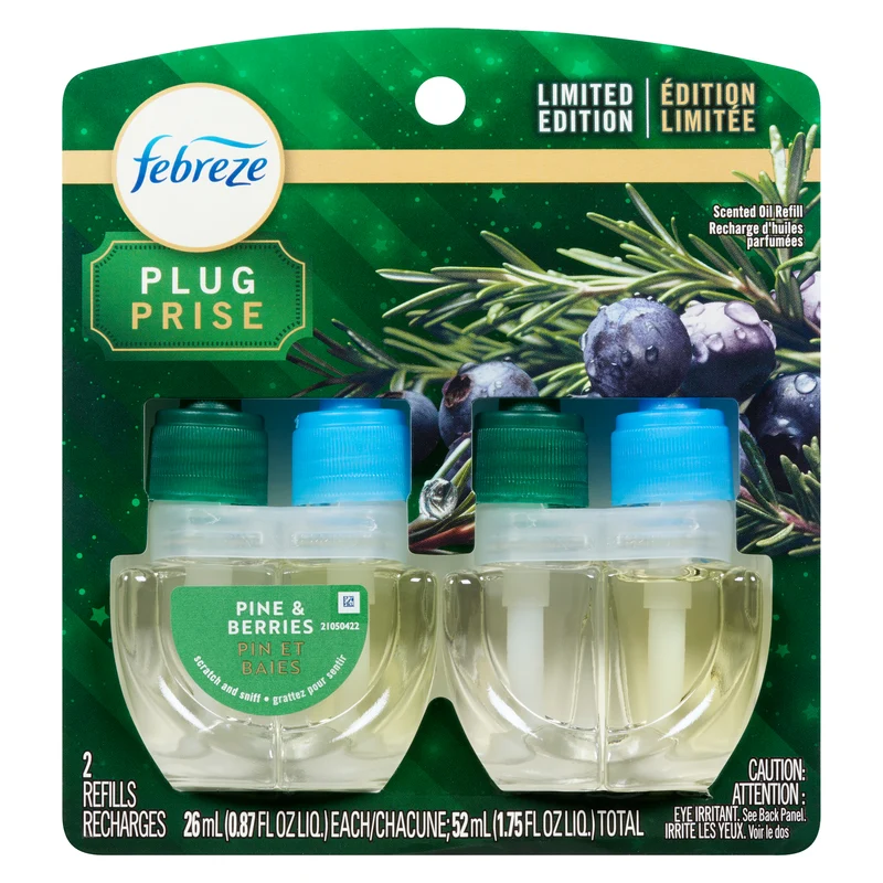 Febreze PLUG Air Freshener Refill, Pine & Berries, 2-Pack