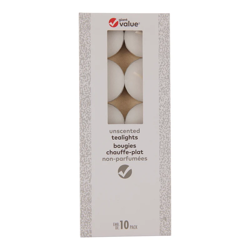 Giant Value White Unscented Tealights, 10-Pack