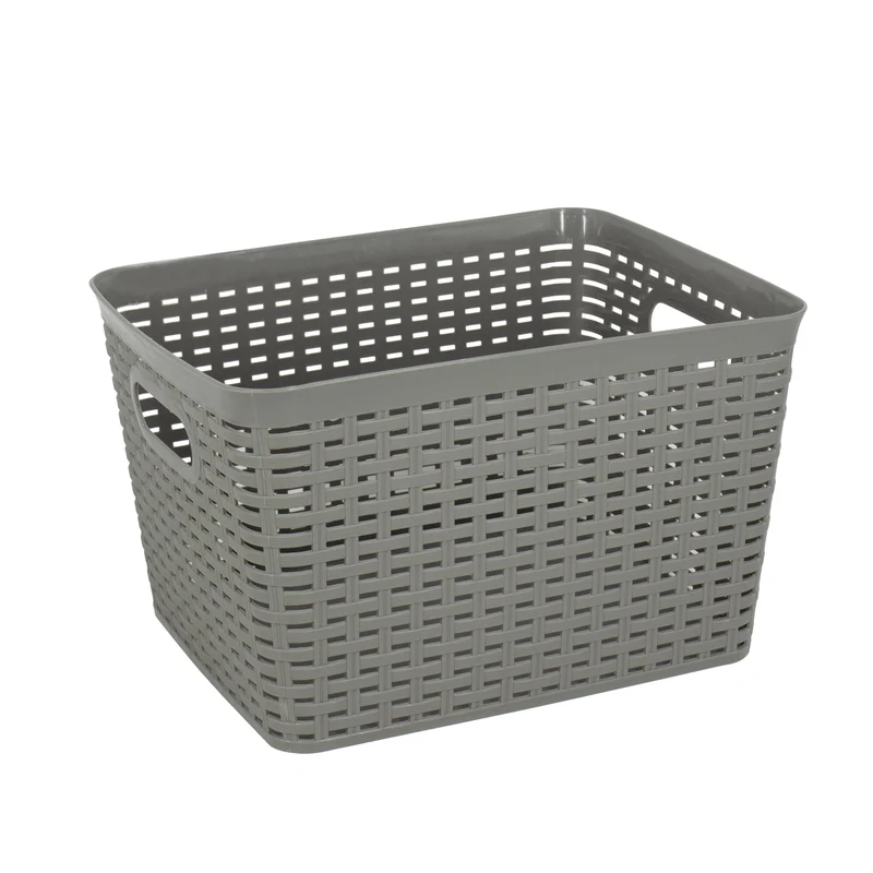 Giant Value Plastic Wicker Bin, Large