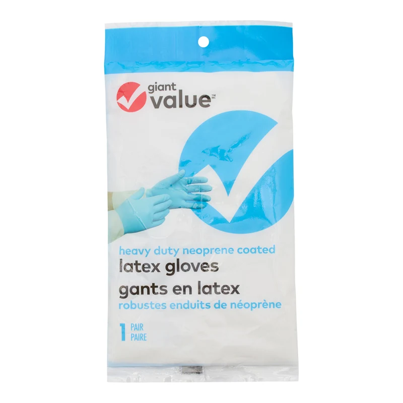 Giant Value Medium Heavy Duty Neoprene Coated Blue Latex Gloves