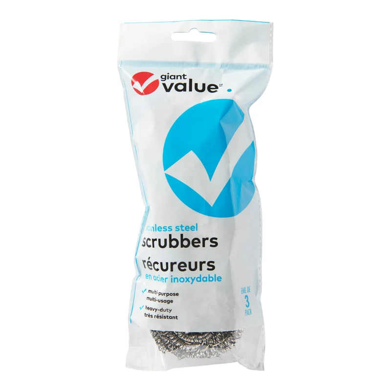 Giant Value Stainless Steel Scrubbers, 2-Pack